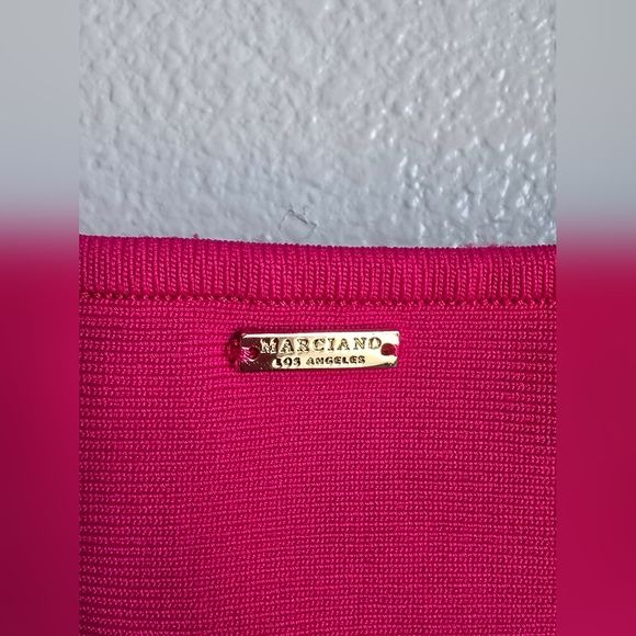 Marciano Pink Sheath Dress Asymmetrical Neckline - Picture 4 of 9